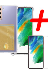 BASEY. Hoes Geschikt voor Samsung S21 FE Hoesje Shock Proof Case Hoes Met Screenprotector - Hoesje Geschikt voor Samsung Galaxy S21 FE Hoes Cover Shockproof - Transparant