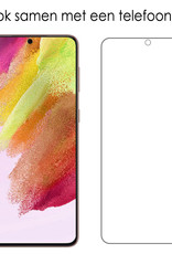 NoXx Hoes Geschikt voor Samsung S21 FE Hoesje Pasjeshouder Cover Shock Proof Case Siliconen Hoes Met Kaarthouder Met Screenprotector - Transparant