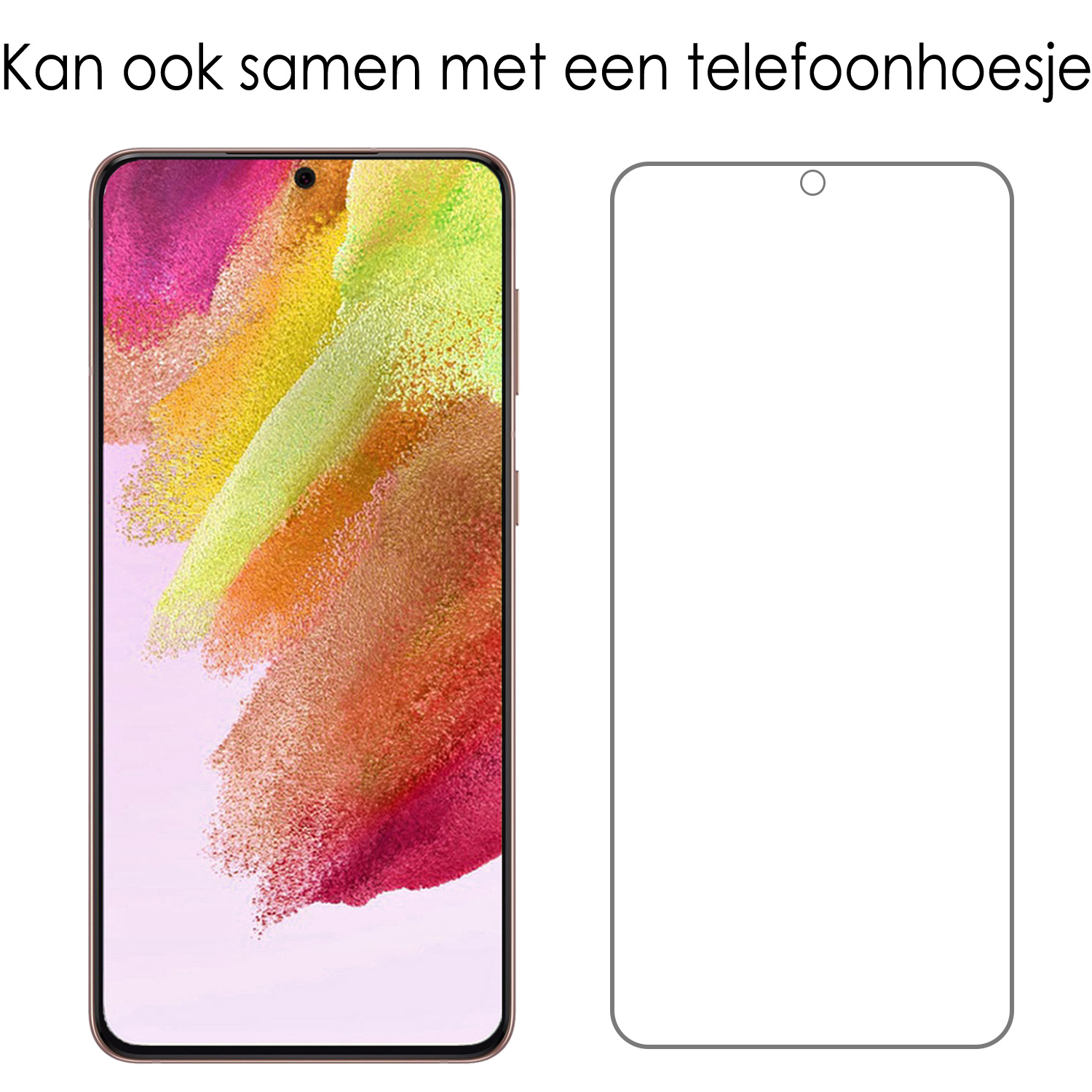 NoXx Hoes Geschikt voor Samsung S21 FE Hoesje Pasjeshouder Cover Shock Proof Case Siliconen Hoes Met Kaarthouder Met Screenprotector - Transparant