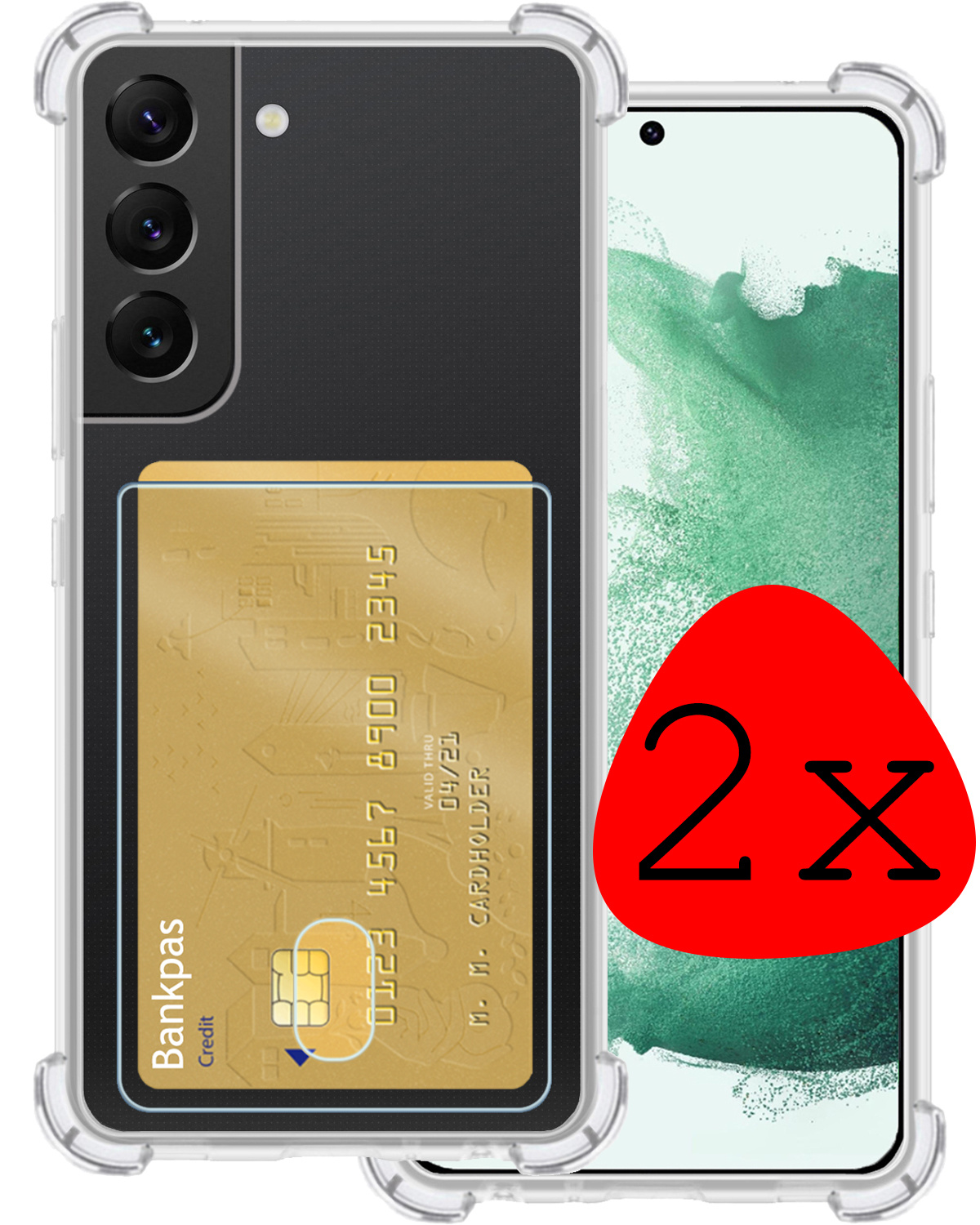 BASEY. Hoes Geschikt voor Samsung S22 Hoesje Shock Proof Case Hoes - Hoesje Geschikt voor Samsung Galaxy S22 Hoes Cover Shockproof - Transparant - 2 Stuks