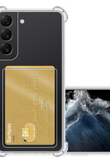 NoXx Hoes Geschikt voor Samsung S22 Hoesje Pasjeshouder Cover Shock Proof Case Siliconen Hoes Met Kaarthouder - Transparant