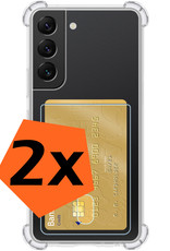 Nomfy Hoesje Geschikt voor Samsung S22 Hoesje Pasjeshouder Shockproof Pas Houder - Hoesje Geschikt voor Samsung Galaxy S22 Hoes Met Kaarthouder - Transparant - 2 PACK