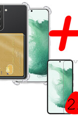 BASEY. Hoes Geschikt voor Samsung S22 Hoesje Shock Proof Case Hoes Met 2x Screenprotector - Hoesje Geschikt voor Samsung Galaxy S22 Hoes Cover Shockproof - Transparant