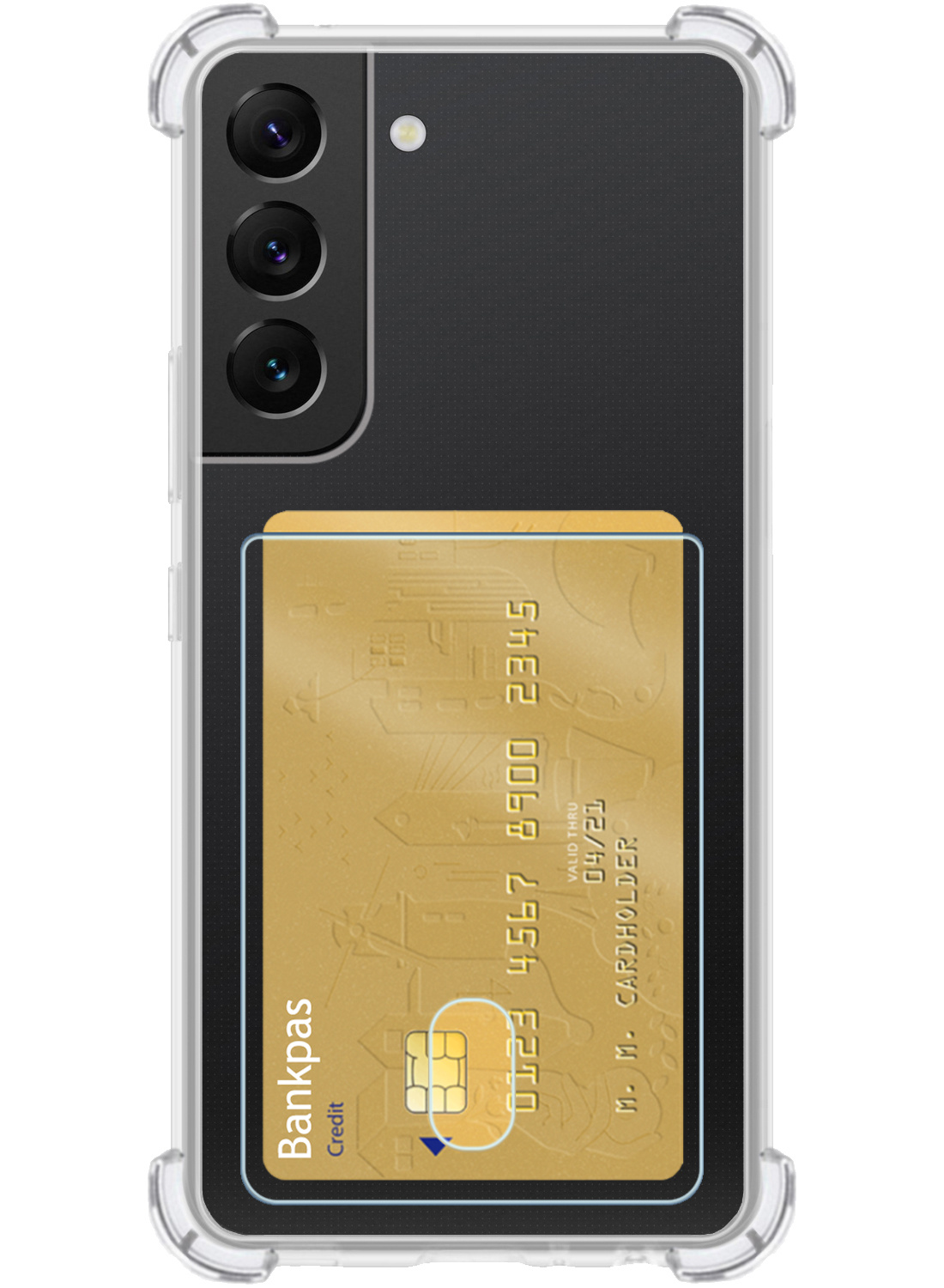 Nomfy Hoesje Geschikt voor Samsung S22 Plus Hoesje Pasjeshouder Shockproof Pas Houder - Hoesje Geschikt voor Samsung Galaxy S22 Plus Hoes Met Kaarthouder - Transparant