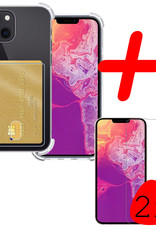 BASEY. Hoes Geschikt voor iPhone 13 Hoesje Shock Proof Case Hoes Met 2x Screenprotector - Hoesje Geschikt voor iPhone 13 Hoes Cover Shockproof - Transparant