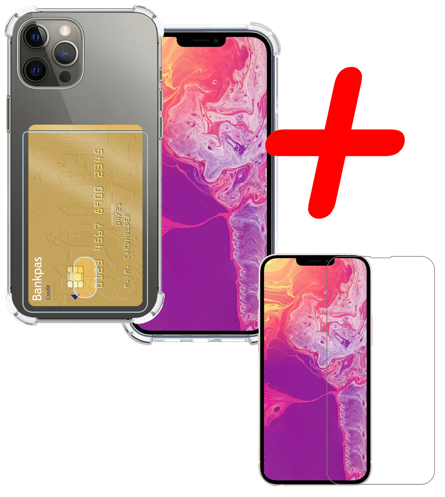 BASEY. Hoes Geschikt voor iPhone 13 Pro Max Hoesje Shock Proof Case Hoes Met Screenprotector - Hoesje Geschikt voor iPhone 13 Pro Max Hoes Cover Shockproof - Transparant