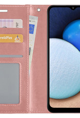 NoXx Hoes Geschikt voor Samsung A02s Hoesje Book Case Hoes Flip Cover Wallet Bookcase - Rosé goud