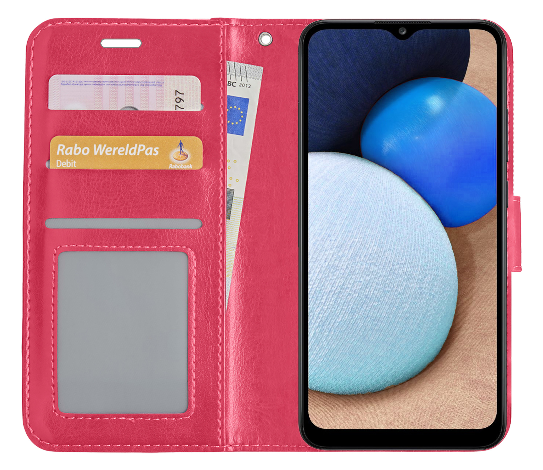 NoXx Hoes Geschikt voor Samsung A02s Hoesje Book Case Hoes Flip Cover Wallet Bookcase - Donkerroze