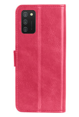 BASEY. Hoes Geschikt voor Samsung A02s Hoesje Bookcase Hoes Flip Case Book Cover - Hoesje Geschikt voor Samsung Galaxy A02s Hoes Book Case Hoesje - Donkerroze