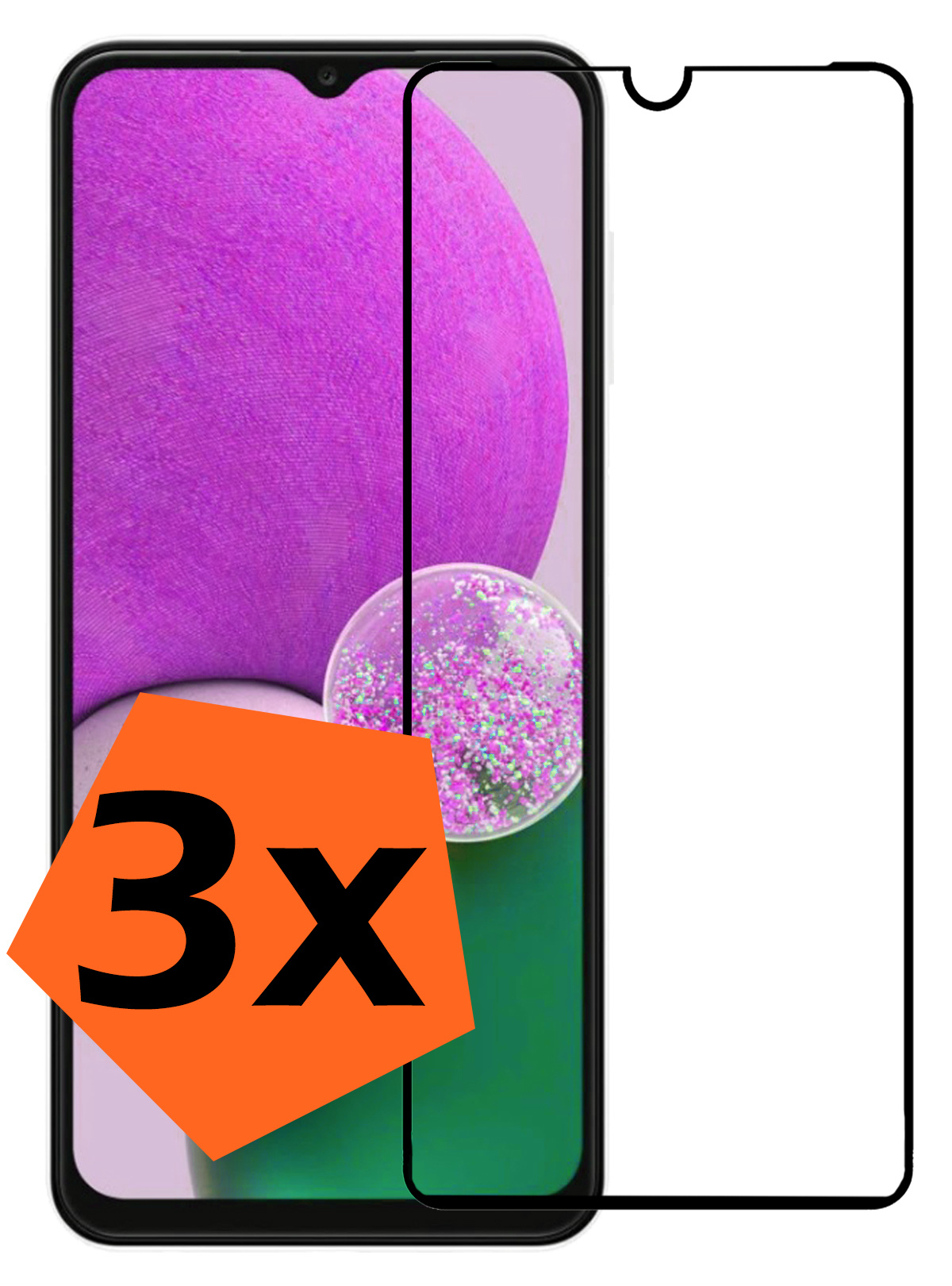 Nomfy Screenprotector Geschikt voor Samsung A13 4G Screenprotector Bescherm Glas - Screenprotector Geschikt voor Samsung Galaxy A13 4G Screen Protector Tempered Glass Full Screen Full Cover - 3 PACK