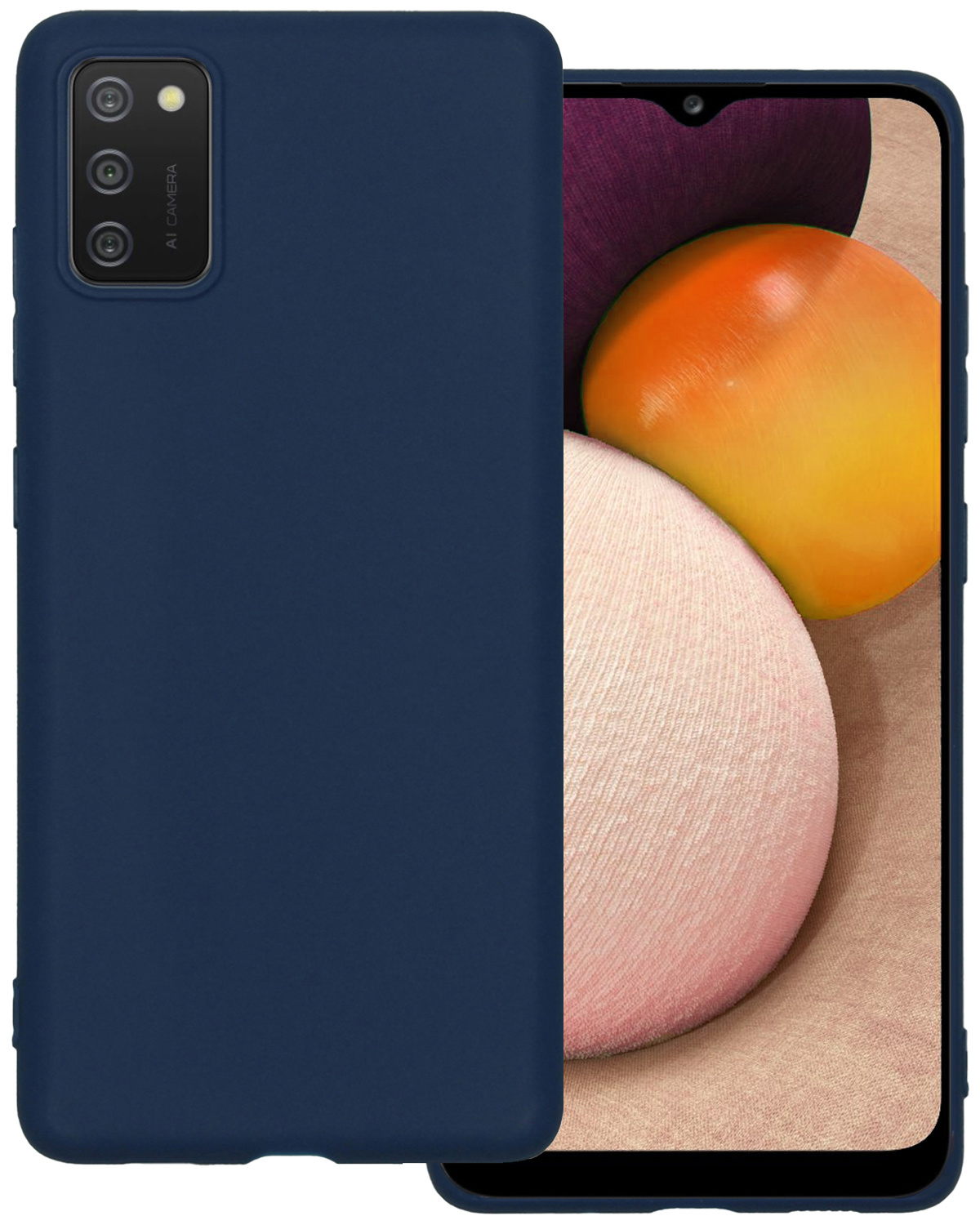 BASEY. Hoes Geschikt voor Samsung A03s Hoesje Siliconen Back Cover Case - Hoesje Geschikt voor Samsung Galaxy A03s Hoes Cover Hoesje - Donkerblauw