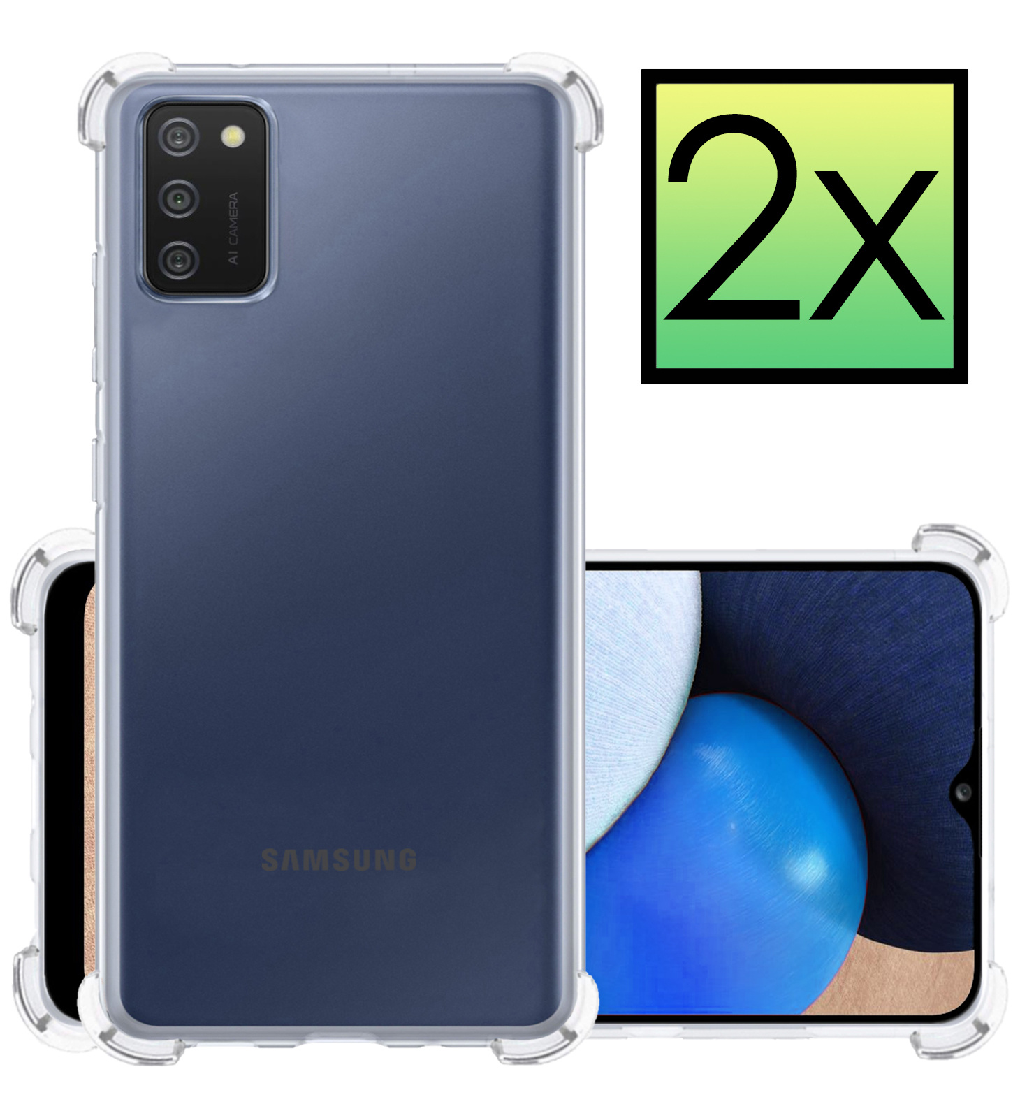 NoXx Samsung Galaxy A03s Hoesje Transparant Cover Shock Proof Case Hoes - 2x