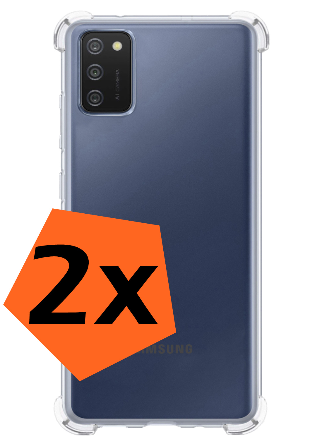 Nomfy Hoesje Geschikt voor Samsung A03s Hoesje Shock Proof Cover Case Shockproof - Hoes Geschikt voor Samsung Galaxy A03s Hoes Siliconen Back Case - Transparant - 2 PACK