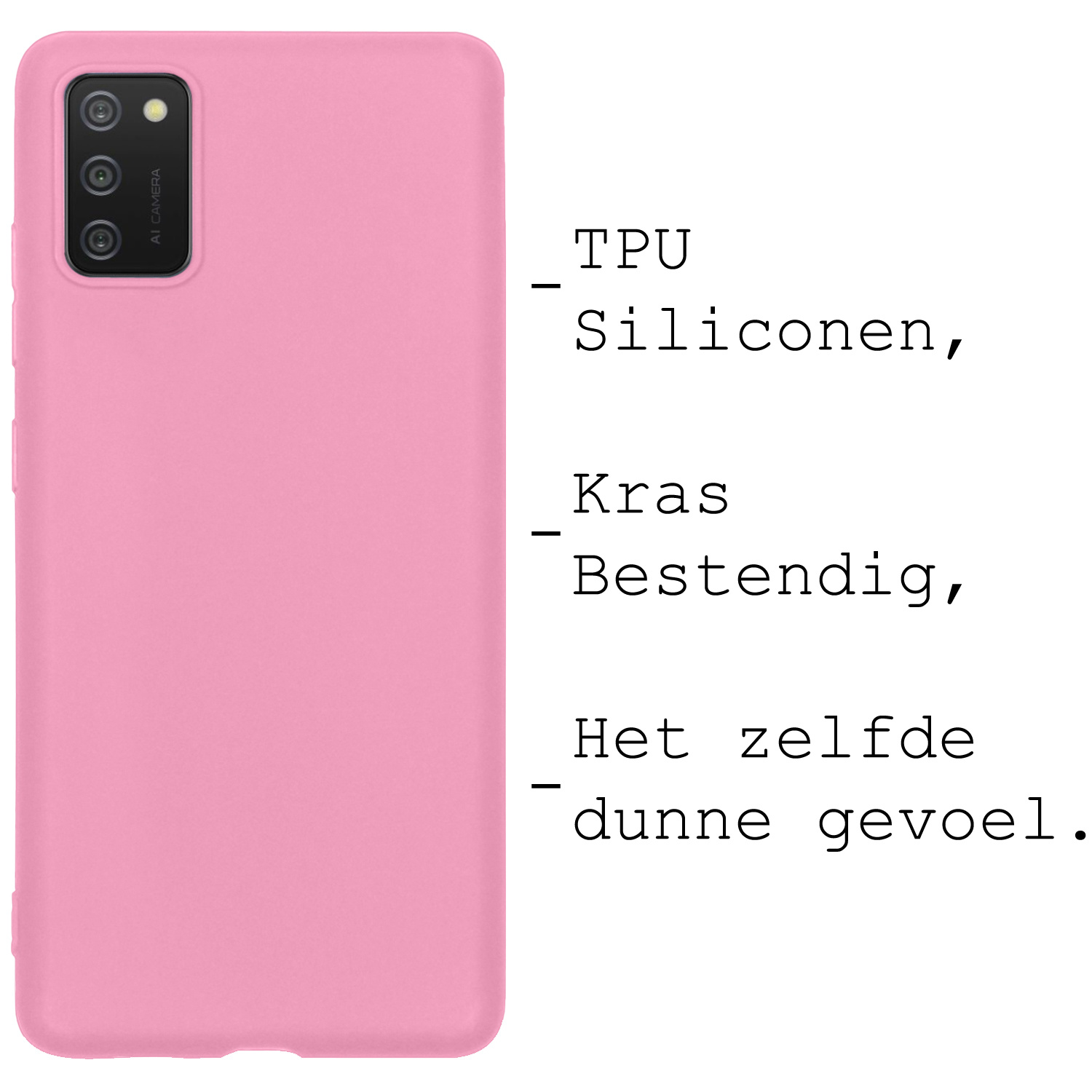 BASEY. Hoes Geschikt voor Samsung A03s Hoesje Siliconen Back Cover Case - Hoesje Geschikt voor Samsung Galaxy A03s Hoes Cover Hoesje - Lichtroze
