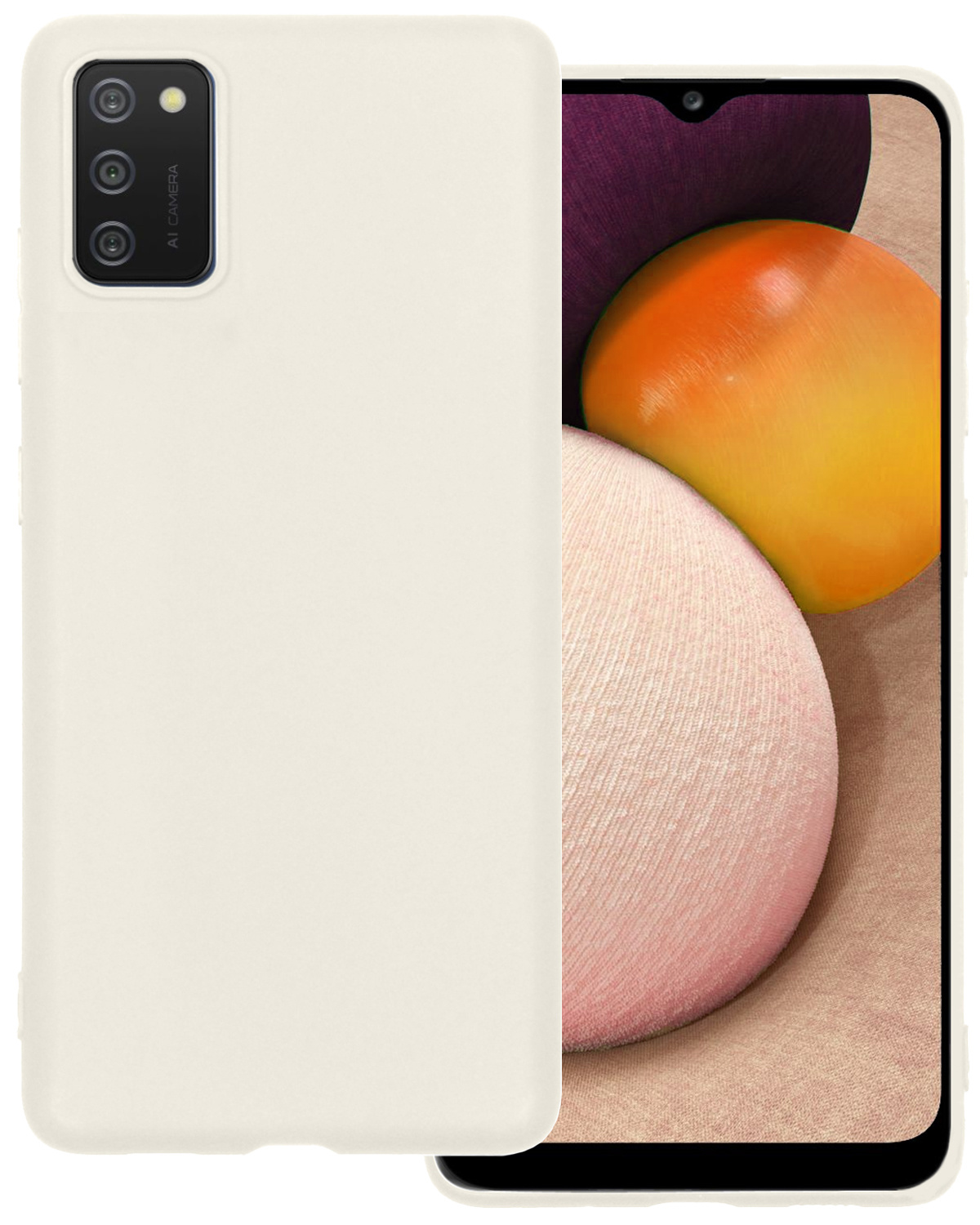 BASEY. Hoes Geschikt voor Samsung A03s Hoesje Siliconen Back Cover Case - Hoesje Geschikt voor Samsung Galaxy A03s Hoes Cover Hoesje - Wit
