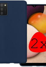 BASEY. Hoes Geschikt voor Samsung A03s Hoesje Siliconen Back Cover Case - Hoesje Geschikt voor Samsung Galaxy A03s Hoes Cover Hoesje - Donkerblauw - 2 Stuks
