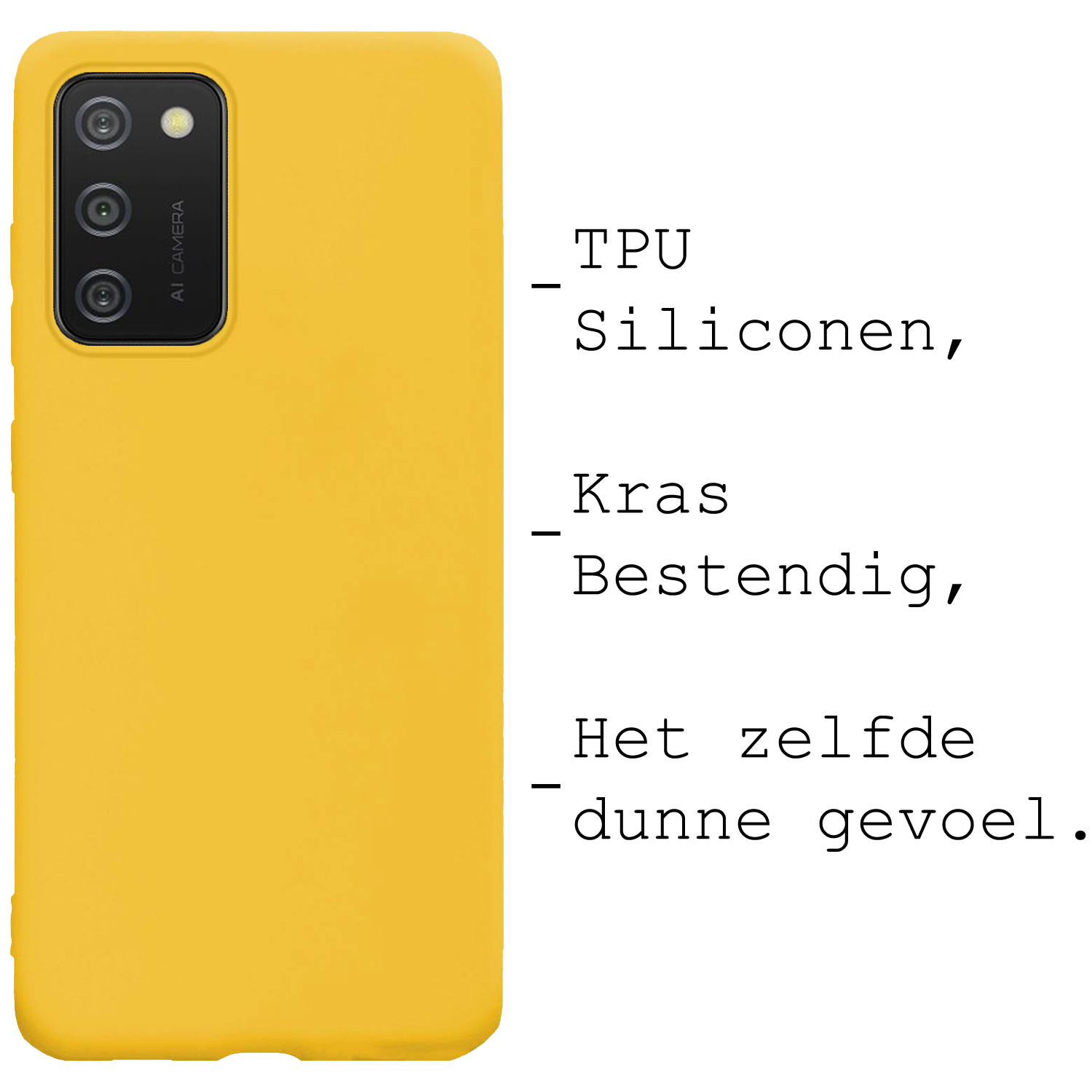 BASEY. Hoes Geschikt voor Samsung A03s Hoesje Siliconen Back Cover Case - Hoesje Geschikt voor Samsung Galaxy A03s Hoes Cover Hoesje - Geel - 2 Stuks