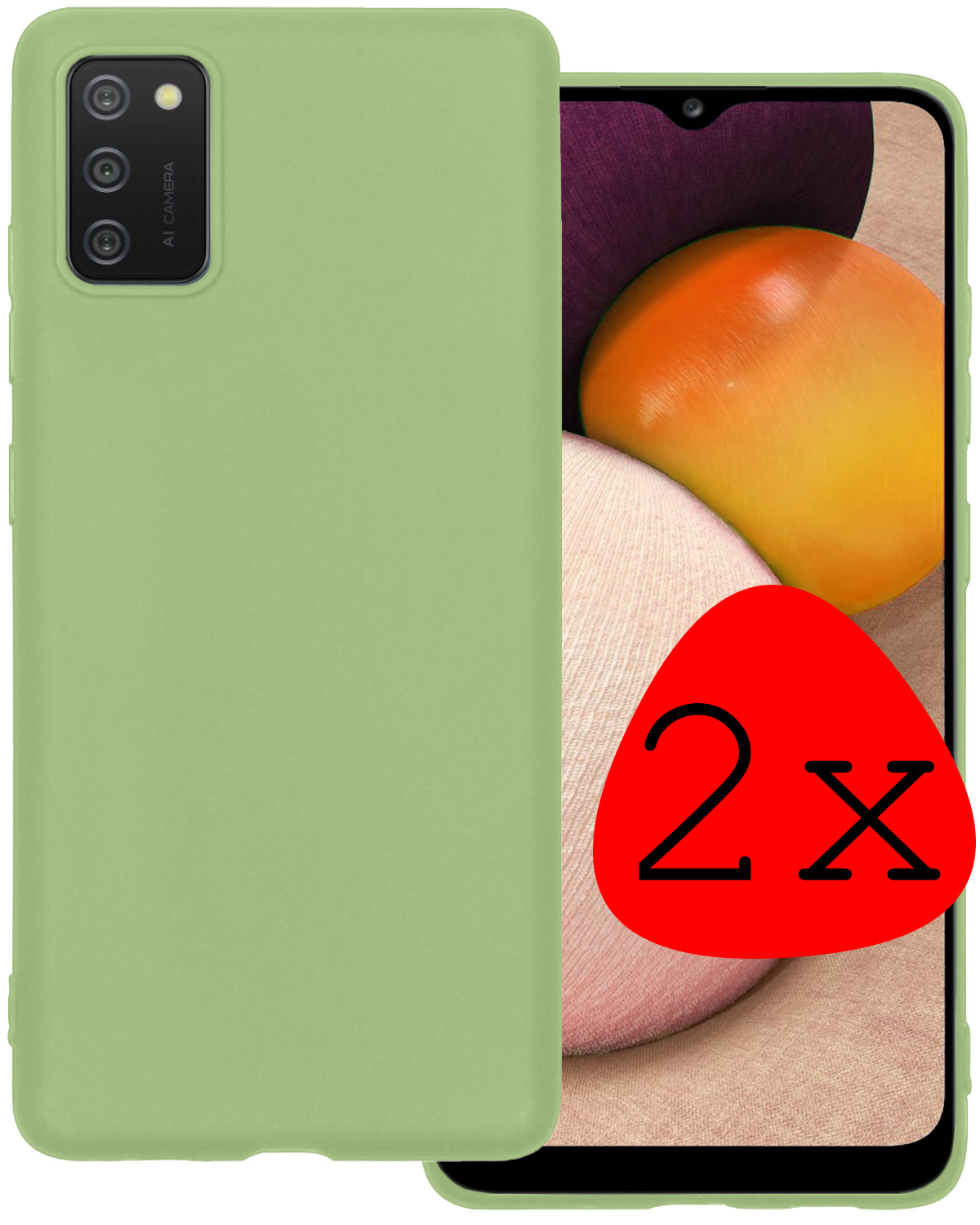 BASEY. Hoes Geschikt voor Samsung A03s Hoesje Siliconen Back Cover Case - Hoesje Geschikt voor Samsung Galaxy A03s Hoes Cover Hoesje - Groen - 2 Stuks