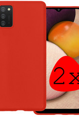BASEY. Hoes Geschikt voor Samsung A03s Hoesje Siliconen Back Cover Case - Hoesje Geschikt voor Samsung Galaxy A03s Hoes Cover Hoesje - Rood - 2 Stuks