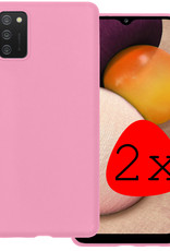 BASEY. Hoes Geschikt voor Samsung A03s Hoesje Siliconen Back Cover Case - Hoesje Geschikt voor Samsung Galaxy A03s Hoes Cover Hoesje - Lichtroze - 2 Stuks