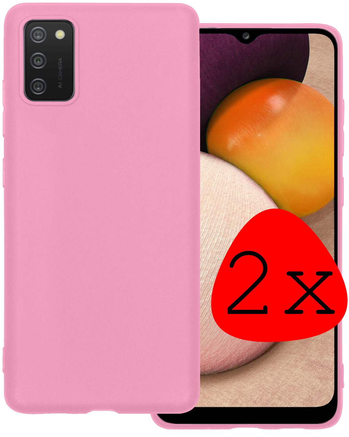 BASEY. Hoes Geschikt voor Samsung A03s Hoesje Siliconen Back Cover Case - Hoesje Geschikt voor Samsung Galaxy A03s Hoes Cover Hoesje - Lichtroze - 2 Stuks