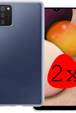BASEY. Hoes Geschikt voor Samsung A03s Hoesje Siliconen Back Cover Case - Hoesje Geschikt voor Samsung Galaxy A03s Hoes Cover Hoesje - Transparant - 2 Stuks