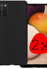BASEY. Hoes Geschikt voor Samsung A03s Hoesje Siliconen Back Cover Case - Hoesje Geschikt voor Samsung Galaxy A03s Hoes Cover Hoesje - Zwart - 2 Stuks