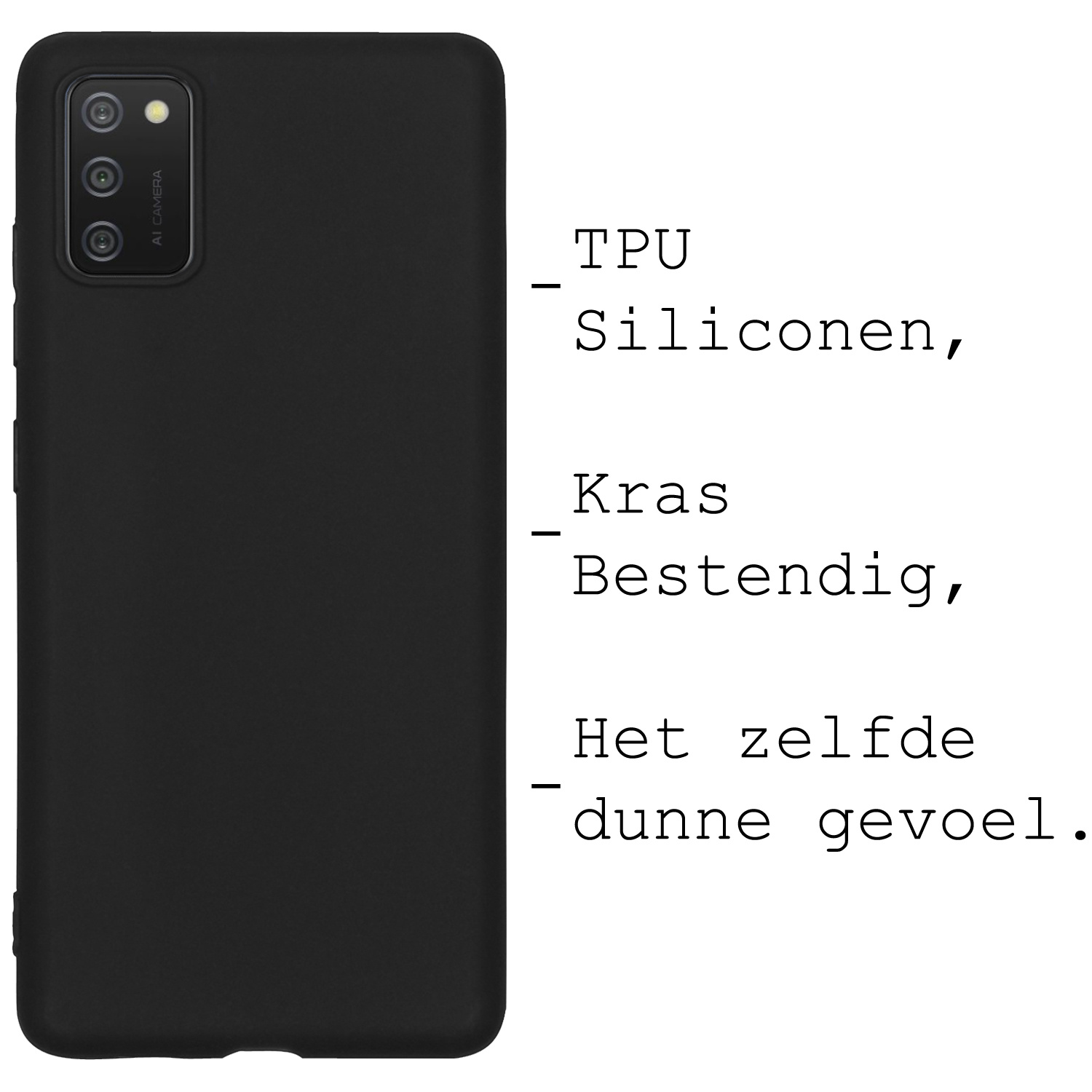 BASEY. Hoes Geschikt voor Samsung A03s Hoesje Siliconen Back Cover Case - Hoesje Geschikt voor Samsung Galaxy A03s Hoes Cover Hoesje - Zwart - 2 Stuks