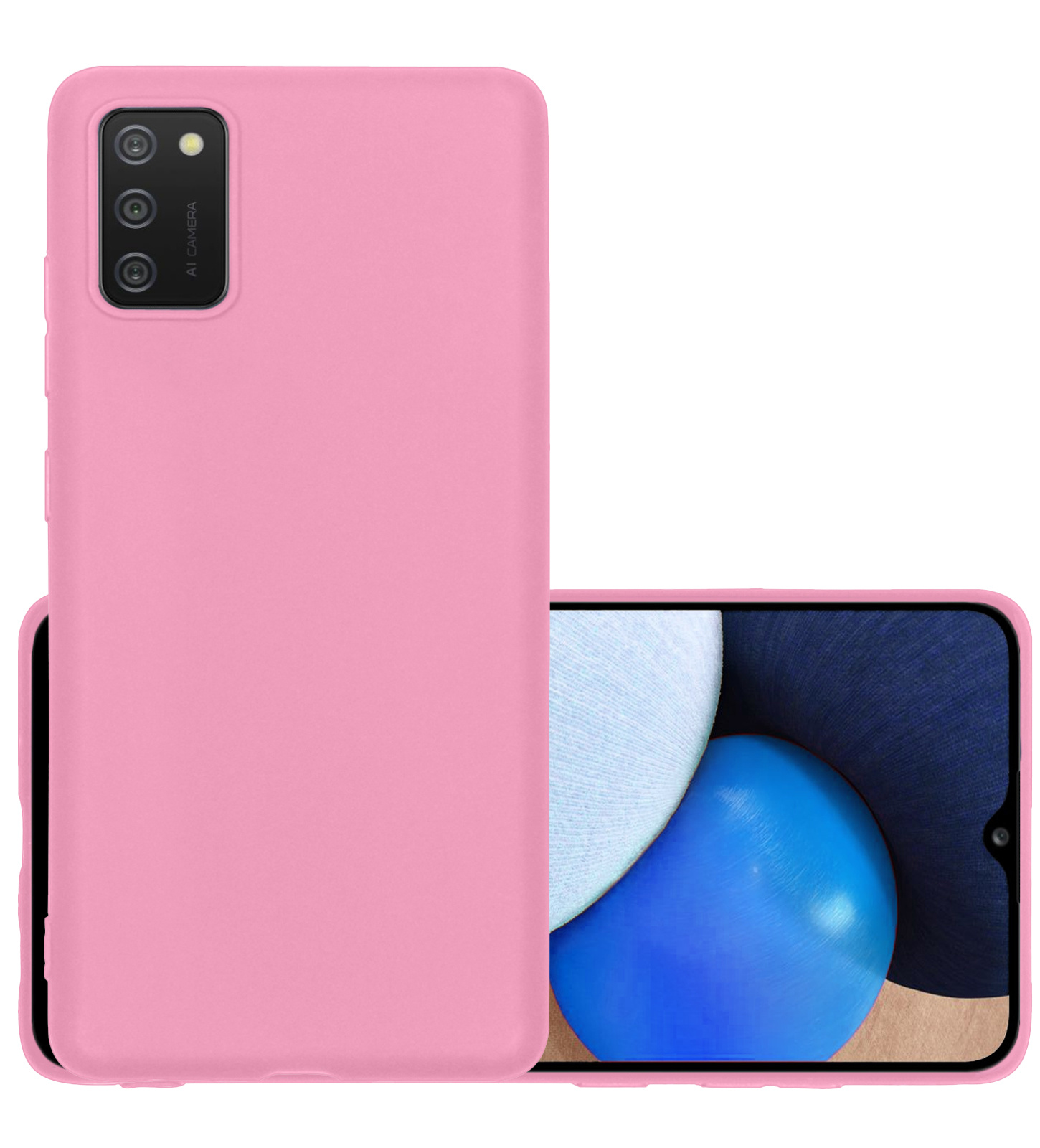 NoXx Hoes Geschikt voor Samsung A03s Hoesje Cover Siliconen Back Case Hoes - Lichtroze