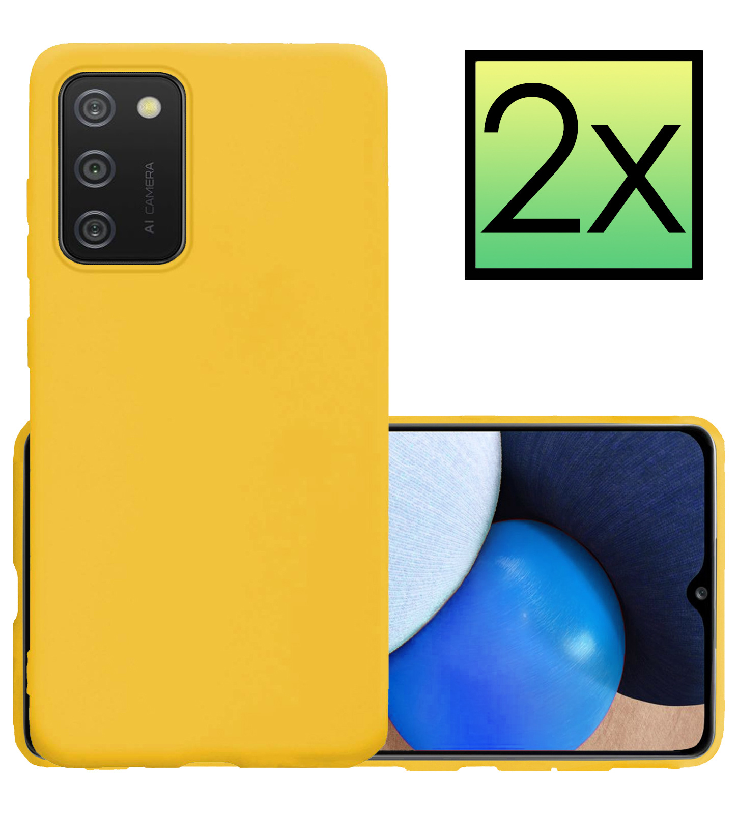 NoXx Samsung Galaxy A03s Hoesje Back Cover Siliconen Case Hoes - Geel - 2x