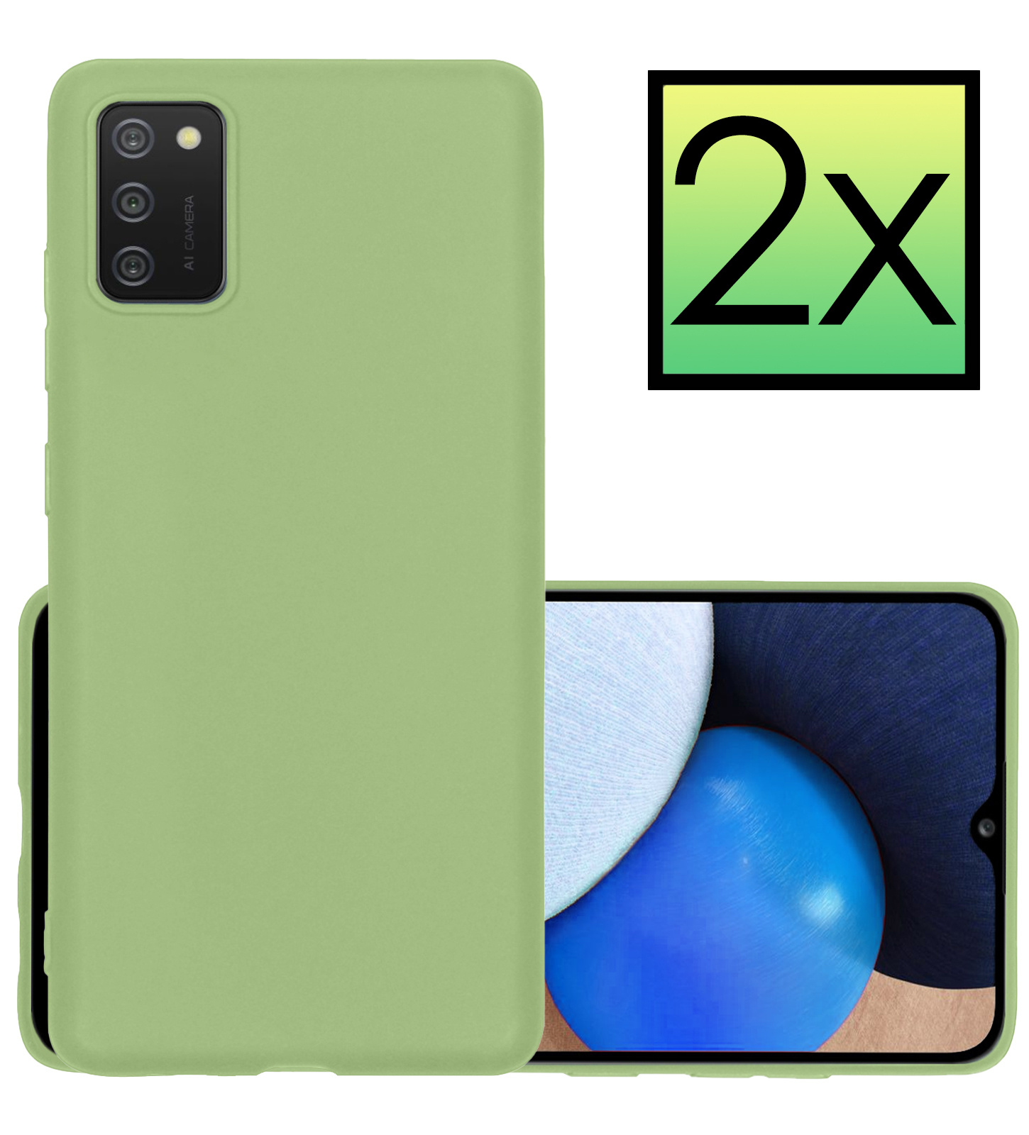 NoXx Hoes Geschikt voor Samsung A03s Hoesje Cover Siliconen Back Case Hoes - Groen - 2x