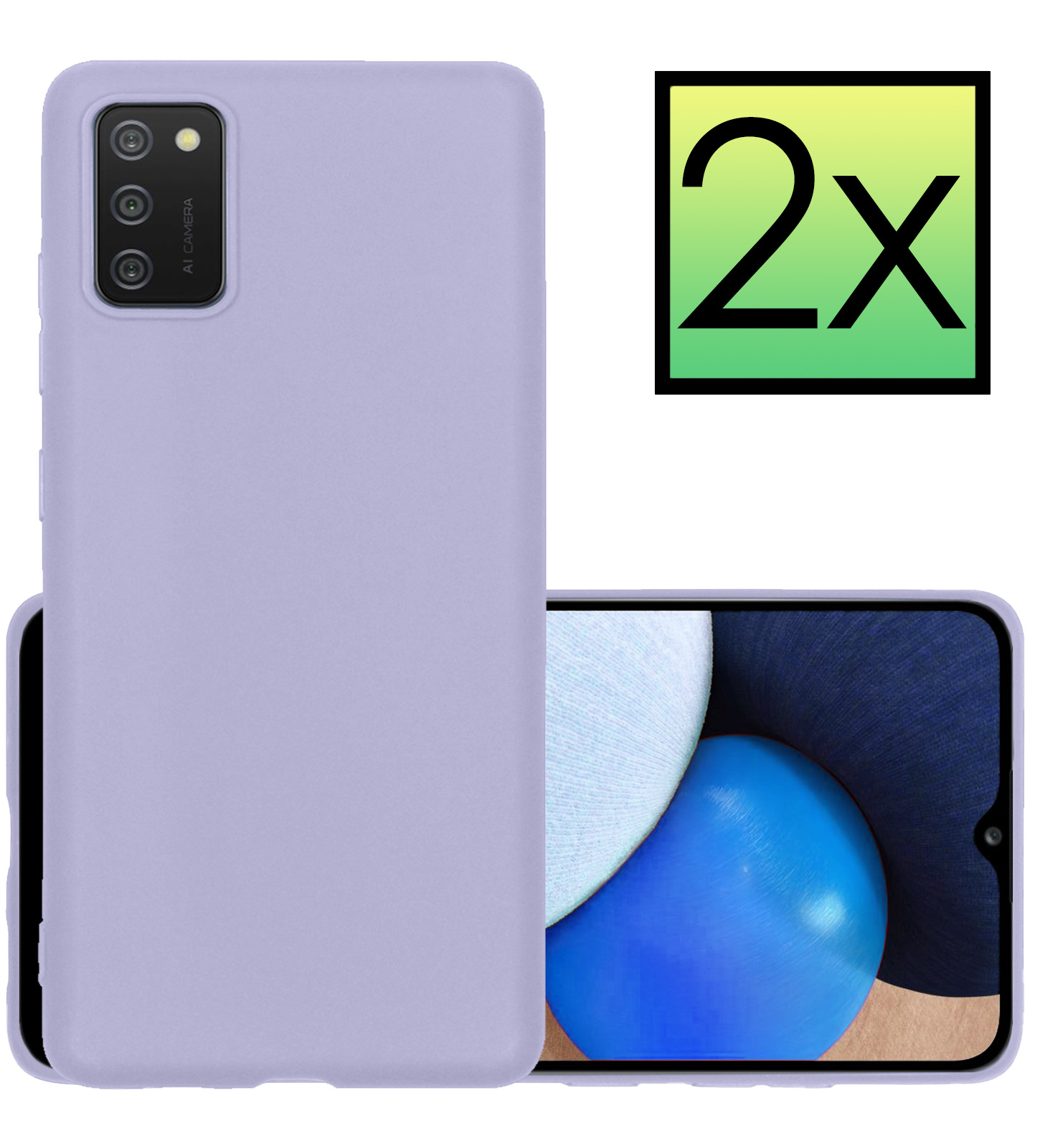 NoXx Samsung Galaxy A03s Hoesje Back Cover Siliconen Case Hoes - Lila - 2x