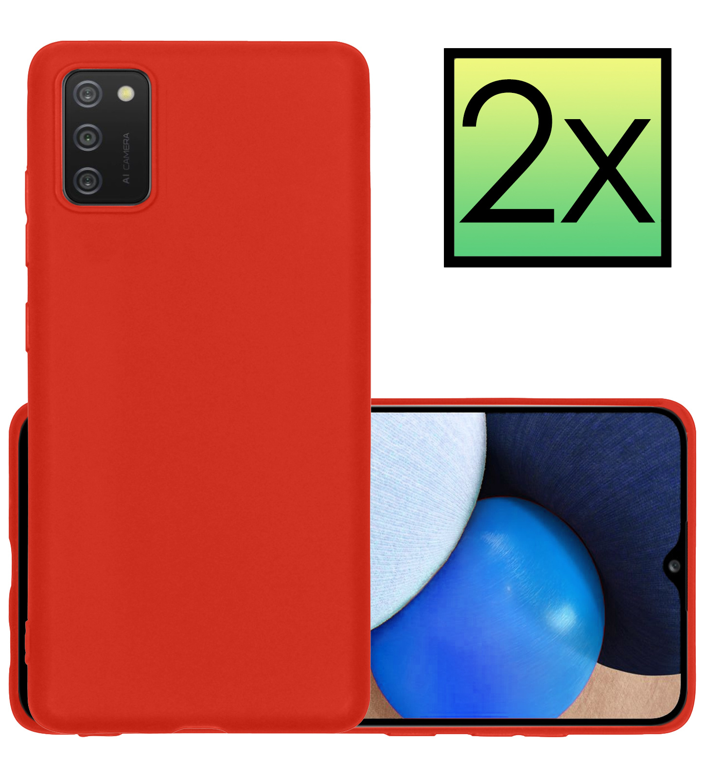 NoXx Hoes Geschikt voor Samsung A03s Hoesje Cover Siliconen Back Case Hoes - Rood - 2x