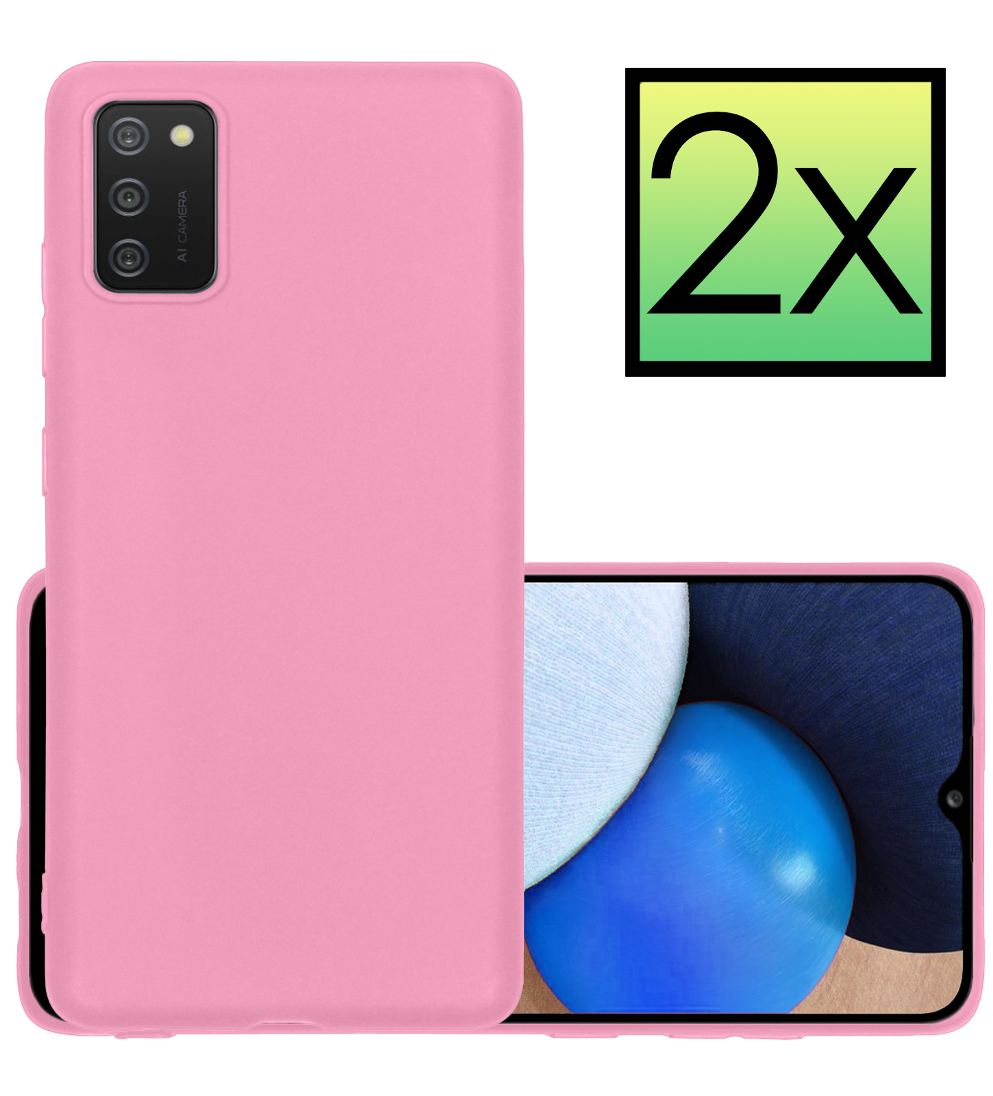 NoXx Samsung Galaxy A03s Hoesje Back Cover Siliconen Case Hoes - Licht Roze - 2x