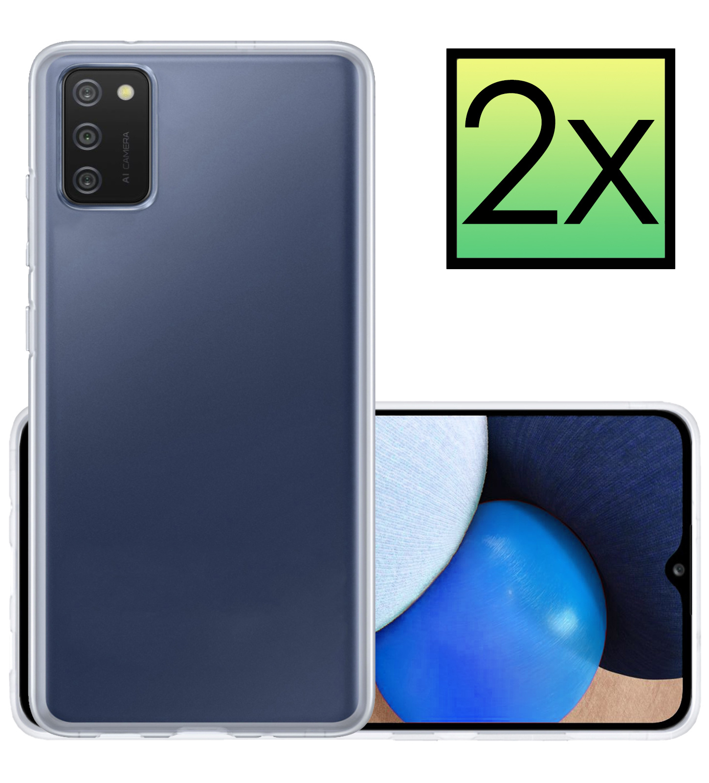 NoXx Hoes Geschikt voor Samsung A03s Hoesje Cover Siliconen Back Case Hoes - Transparant - 2x