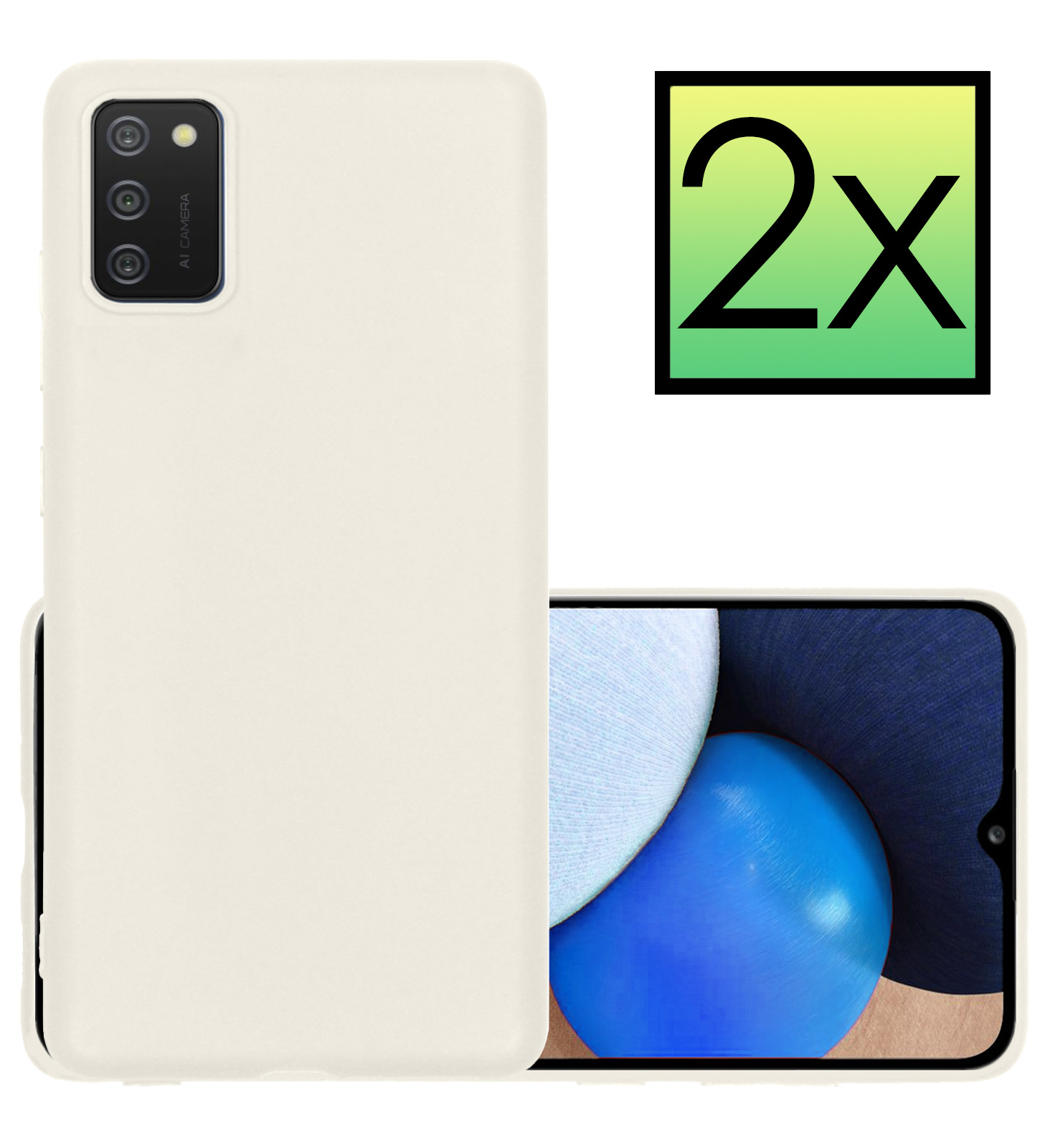 NoXx Samsung Galaxy A03s Hoesje Back Cover Siliconen Case Hoes - Wit - 2x