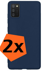 Nomfy Hoesje Geschikt voor Samsung A03s Hoesje Siliconen Cover Case - Hoes Geschikt voor Samsung Galaxy A03s Hoes Back Case - 2-PACK - Donkerblauw