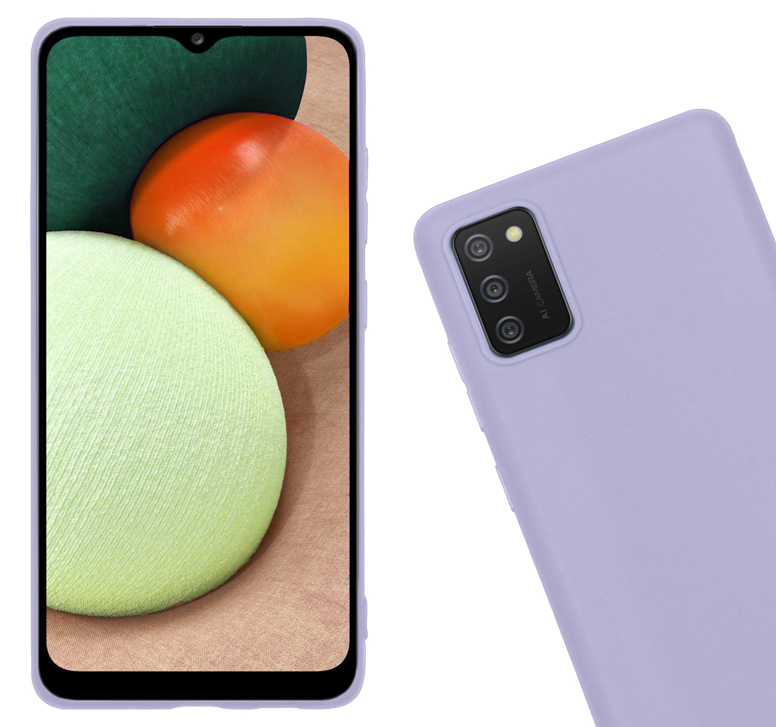 Nomfy Hoesje Geschikt voor Samsung A03s Hoesje Siliconen Cover Case - Hoes Geschikt voor Samsung Galaxy A03s Hoes Back Case - 2-PACK - Lila