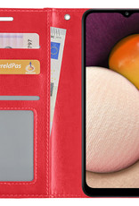 BASEY. Hoes Geschikt voor Samsung A03s Hoesje Bookcase Hoes Flip Case Book Cover - Hoesje Geschikt voor Samsung Galaxy A03s Hoes Book Case Hoesje - Rood