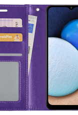 NoXx Hoes Geschikt voor Samsung A03s Hoesje Book Case Hoes Flip Cover Wallet Bookcase - Paars