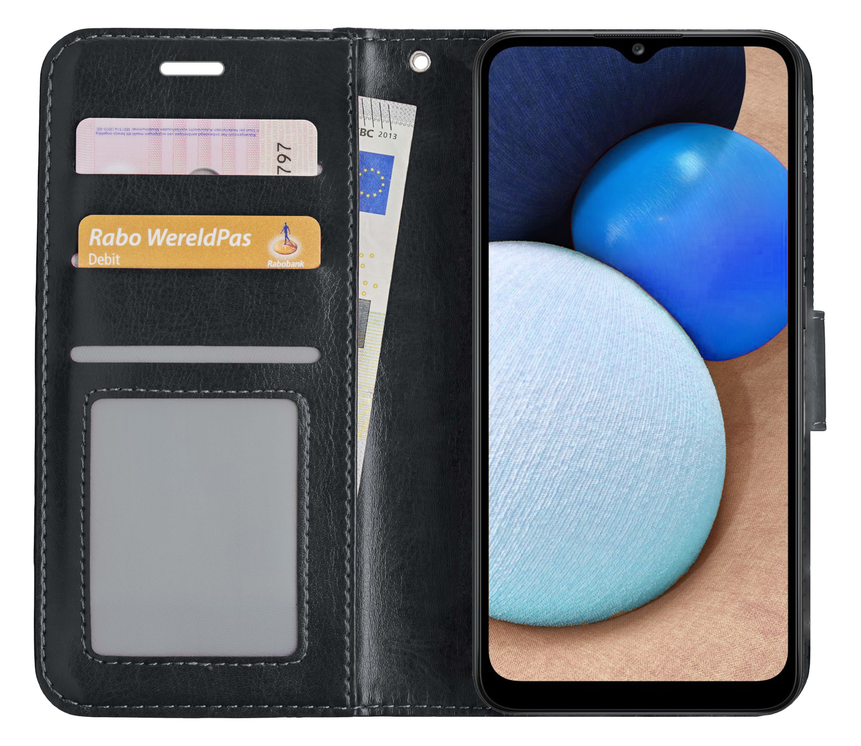 NoXx Hoes Geschikt voor Samsung A03s Hoesje Book Case Hoes Flip Cover Wallet Bookcase - Zwart