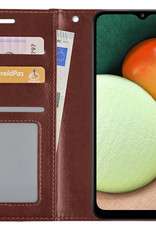 Nomfy Hoesje Geschikt voor Samsung A03s Hoes Bookcase Flipcase Book Cover - Hoes Geschikt voor Samsung Galaxy A03s Hoesje Book Case - Bruin