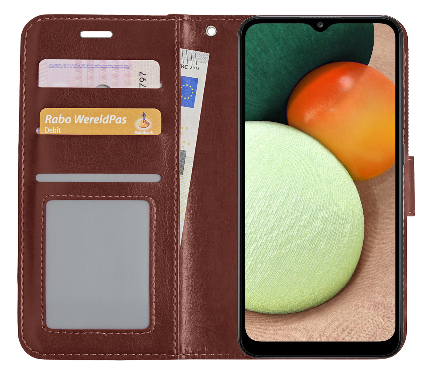 Nomfy Hoesje Geschikt voor Samsung A03s Hoes Bookcase Flipcase Book Cover - Hoes Geschikt voor Samsung Galaxy A03s Hoesje Book Case - Bruin