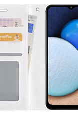 NoXx Hoes Geschikt voor Samsung A02s Hoesje Book Case Hoes Flip Cover Wallet Bookcase - Wit
