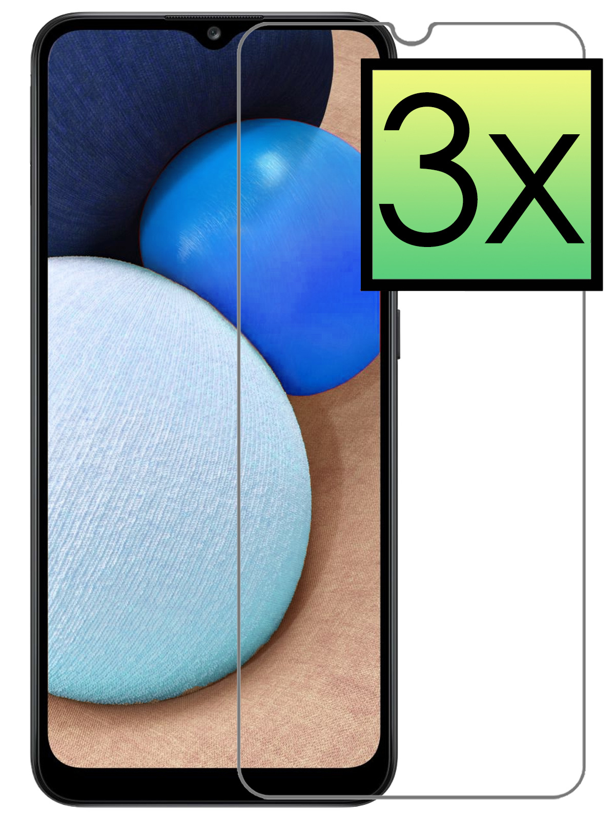 NoXx Screenprotector Geschikt voor Samsung A03s Screenprotector Tempered Glass Gehard Glas Beschermglas - 3x