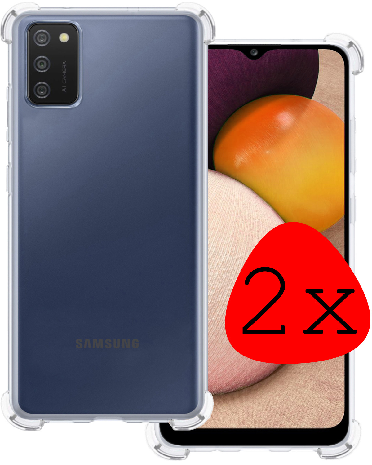 BASEY. Hoes Geschikt voor Samsung A02s Hoesje Shock Proof Case Hoes Siliconen - Hoesje Geschikt voor Samsung Galaxy A02s Hoes Cover Shockproof - Transparant - 2 Stuks