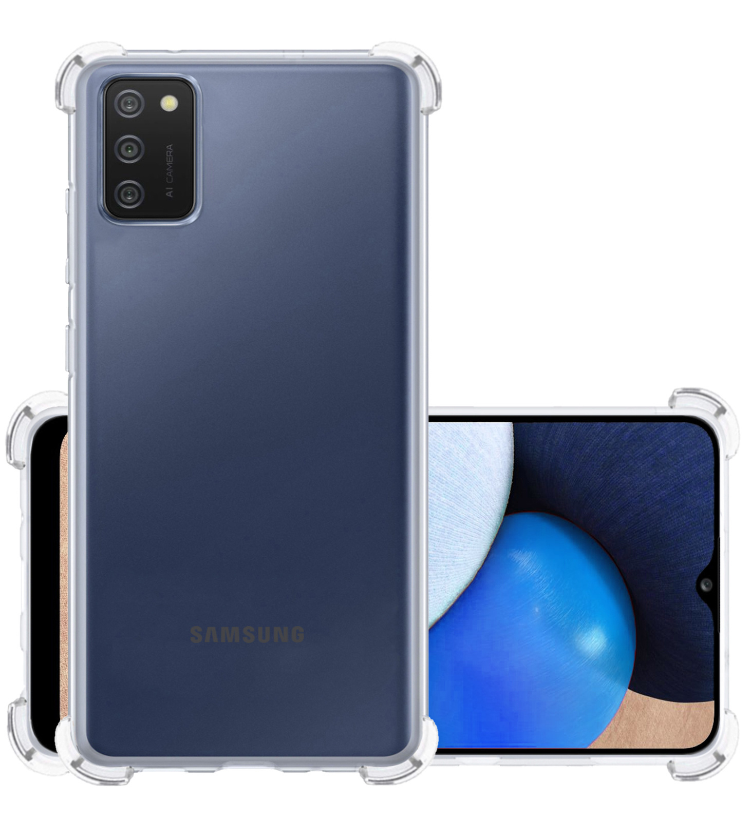 NoXx Hoes Geschikt voor Samsung A02s Hoesje Siliconen Cover Shock Proof Back Case Shockproof Hoes - Transparant