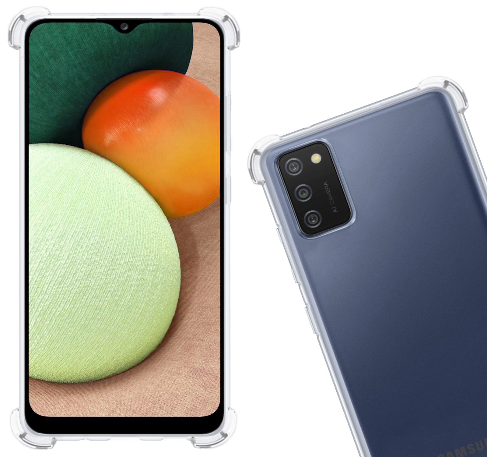 Nomfy Hoesje Geschikt voor Samsung A02s Hoesje Shock Proof Cover Case Shockproof - Hoes Geschikt voor Samsung Galaxy A02s Hoes Siliconen Back Case - Transparant - 2 PACK