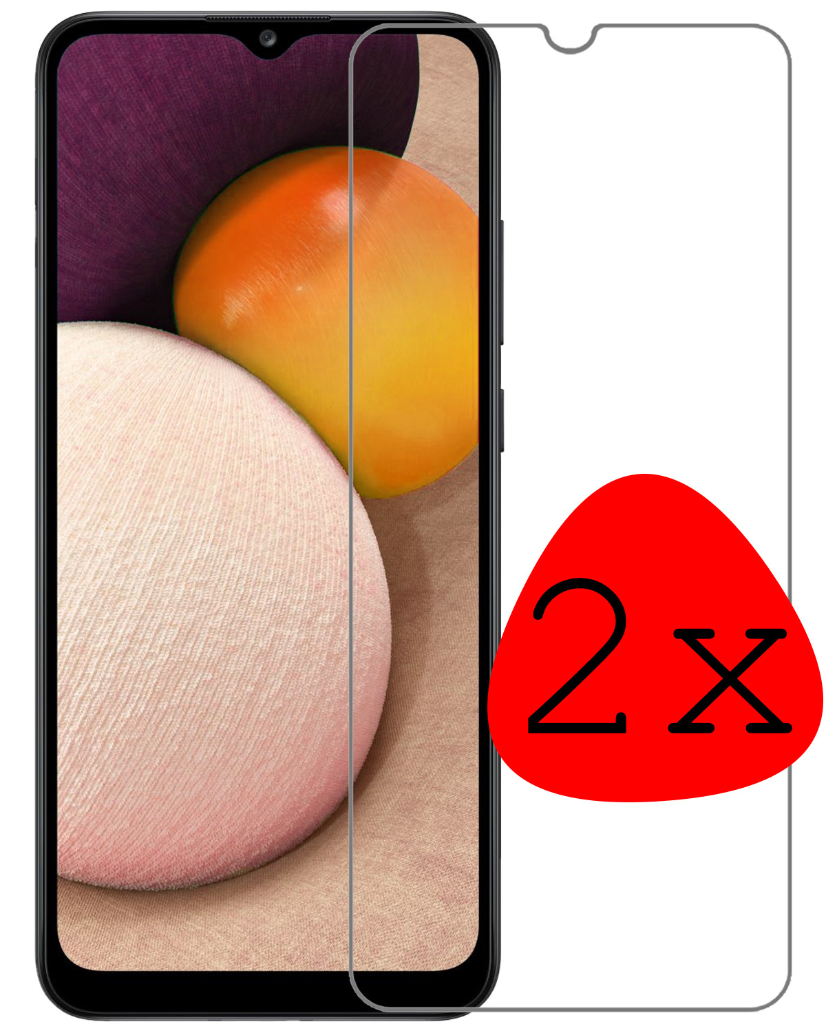 BASEY. Screenprotector Geschikt voor Samsung A02s Screenprotector Tempered Glass - Screenprotector Geschikt voor Samsung Galaxy A02s Beschermglas Screen Protector Glas - 2 Stuks