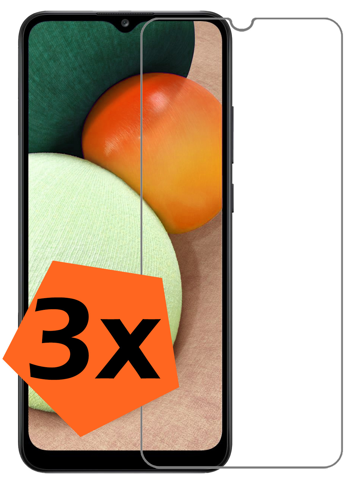 Nomfy Screenprotector Geschikt voor Samsung A02s Screenprotector Bescherm Glas Tempered Glass - Screenprotector Geschikt voor Samsung Galaxy A02s Screen Protector - 3 PACK